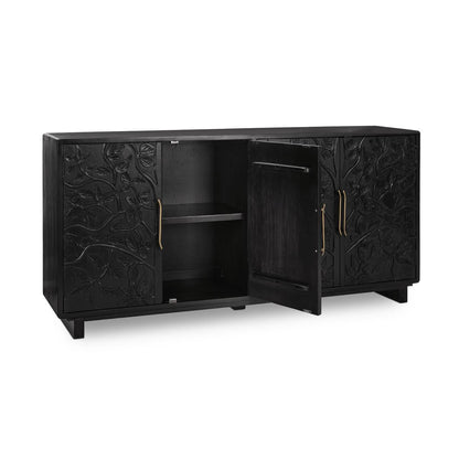 Black Mango Wood Buffets & Cabinet Albero Four-Door Buffet Collection