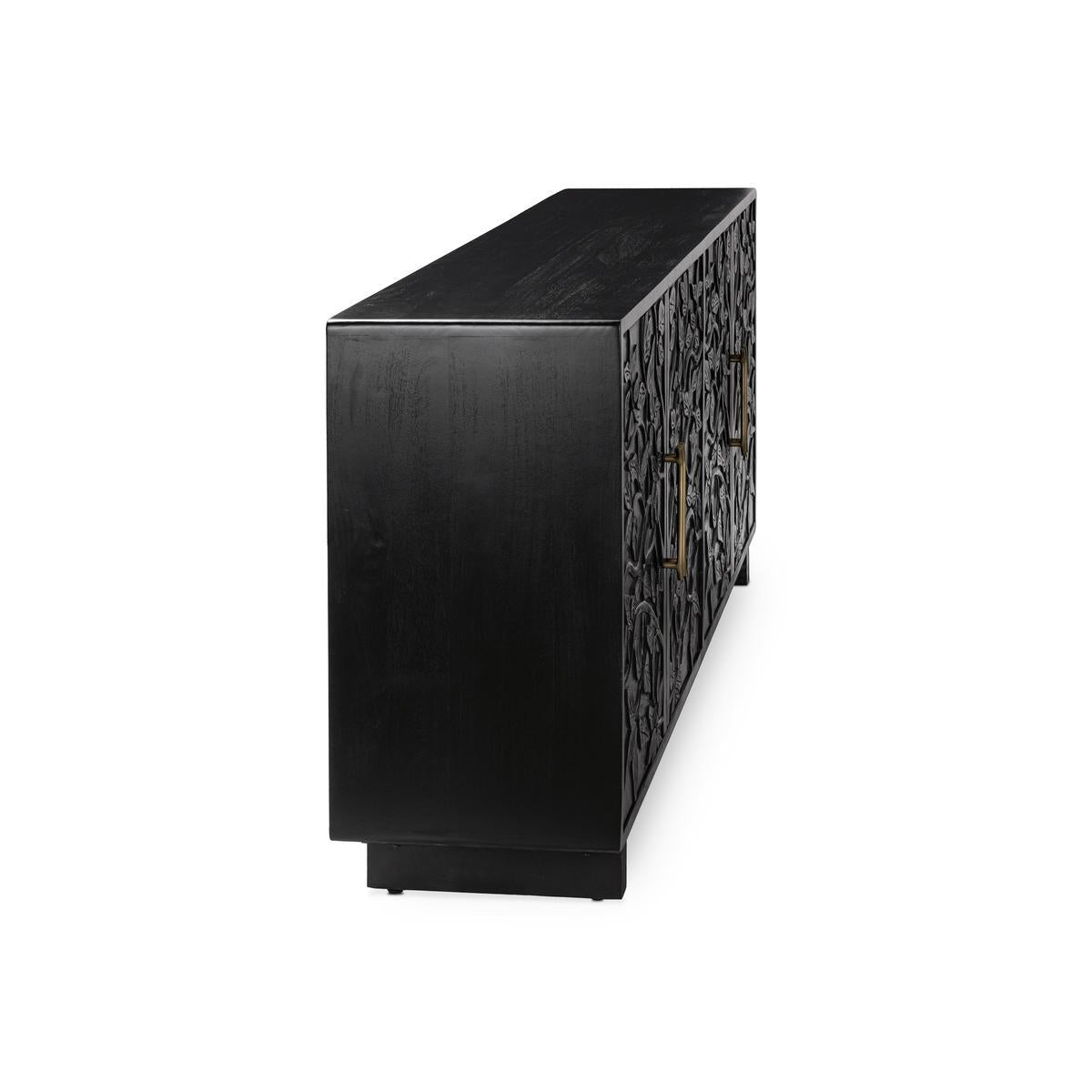 Black Mango Wood Buffets & Cabinet Albero Four-Door Buffet Collection