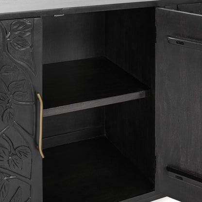Black Mango Wood Buffets & Cabinet Albero Four-Door Buffet Collection