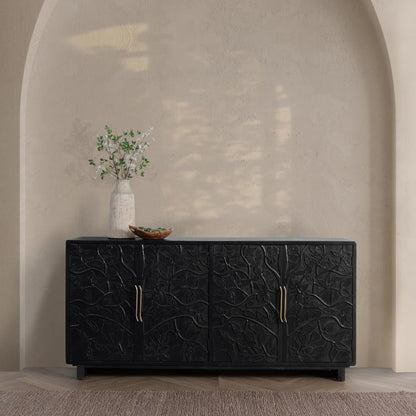 Black Mango Wood Buffets & Cabinet Albero Four-Door Buffet Collection