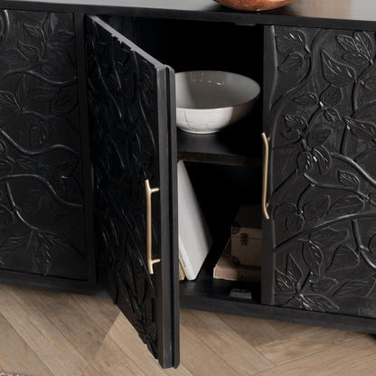 Black Mango Wood Buffets & Cabinet Albero Four-Door Buffet Collection