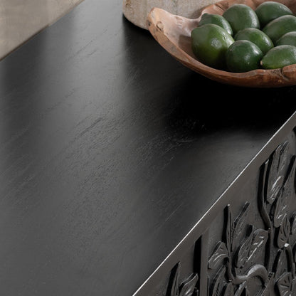 Black Mango Wood Buffets & Cabinet Albero Four-Door Buffet Collection