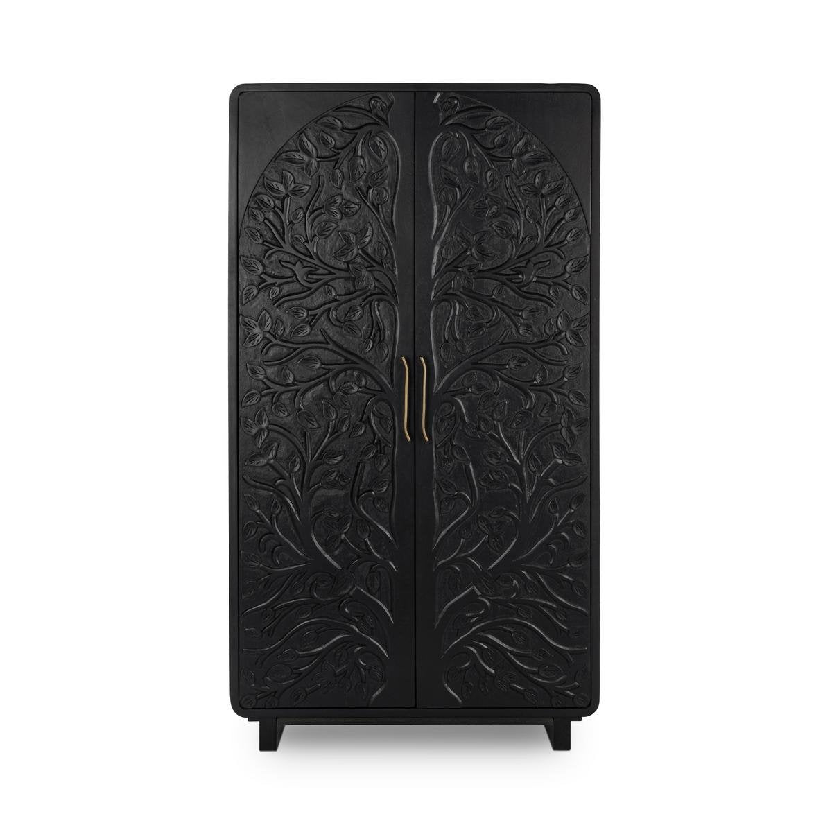 Black Mango Wood Tall Cabinet Albero Tall Cabinet Collection