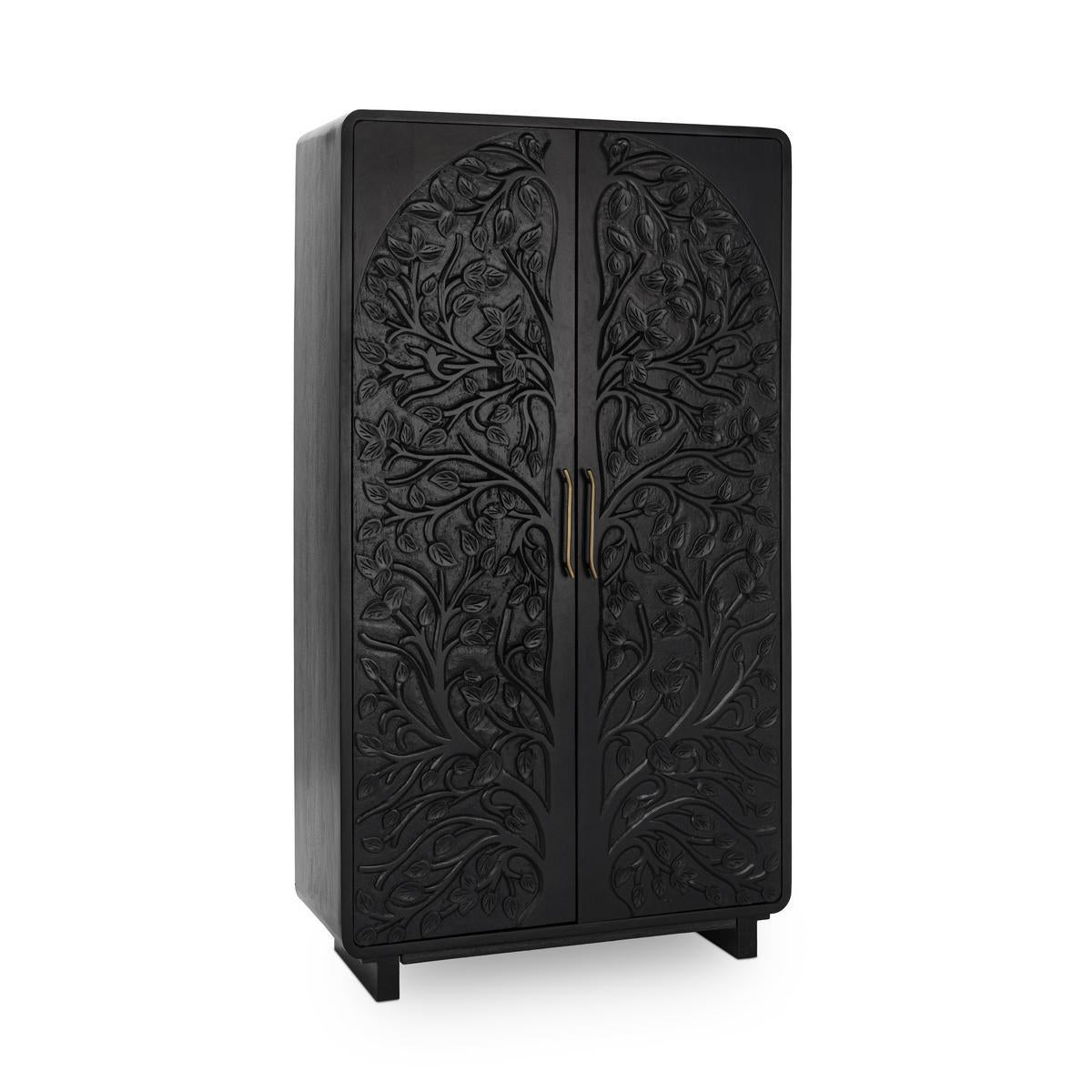Black Mango Wood Tall Cabinet Albero Tall Cabinet Collection