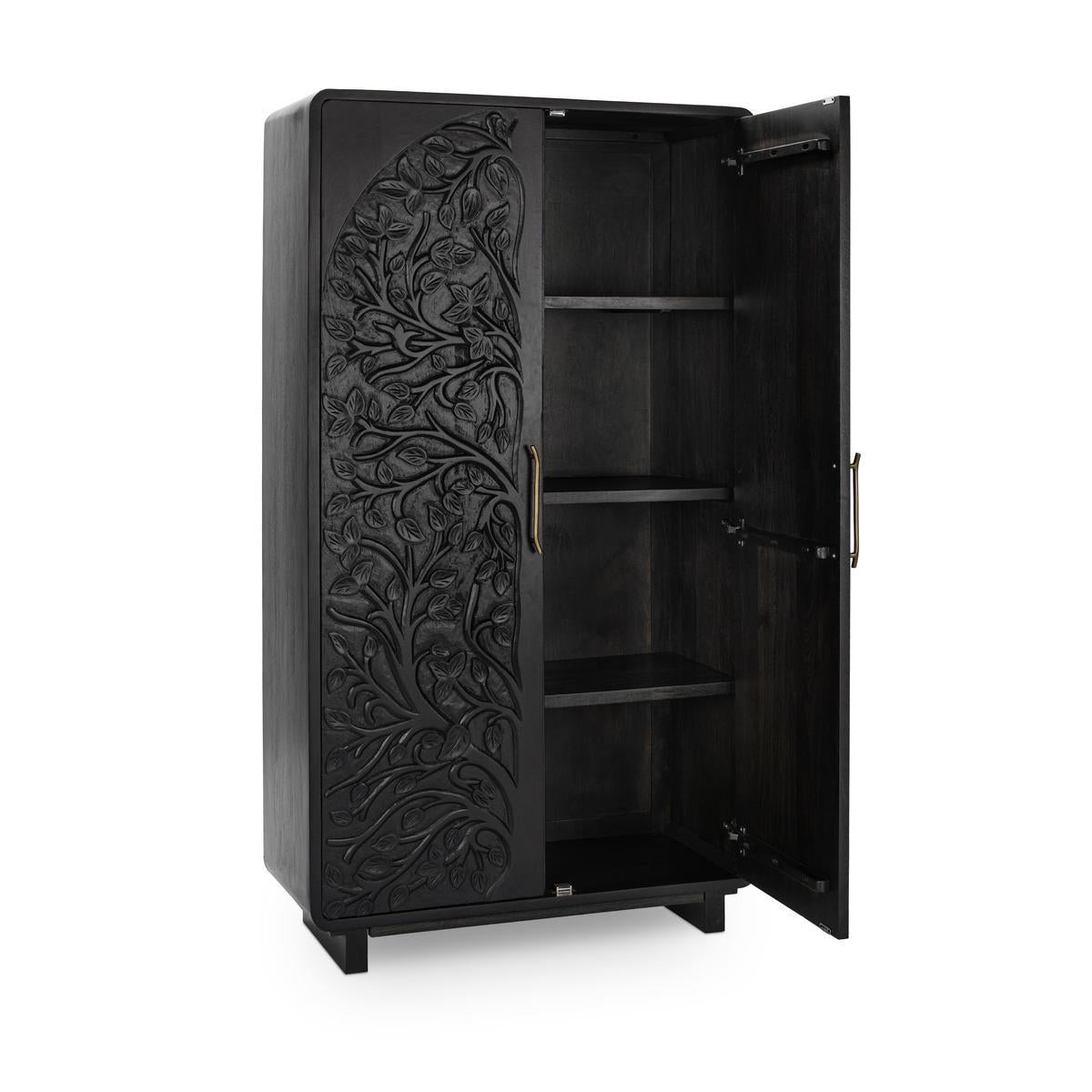 Black Mango Wood Tall Cabinet Albero Tall Cabinet Collection