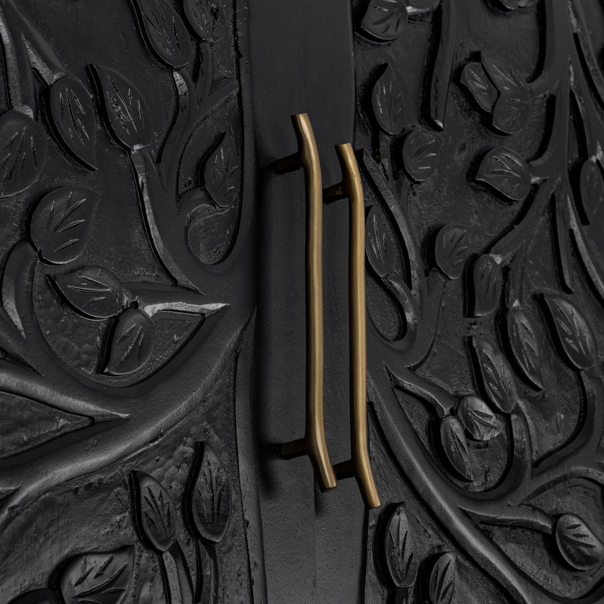 Black Mango Wood Tall Cabinet Albero Tall Cabinet Collection