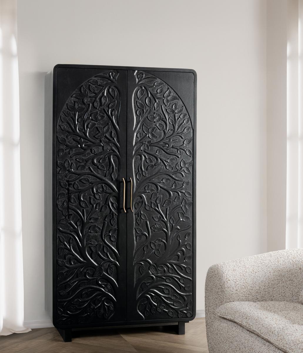 Black Mango Wood Tall Cabinet Albero Tall Cabinet Collection