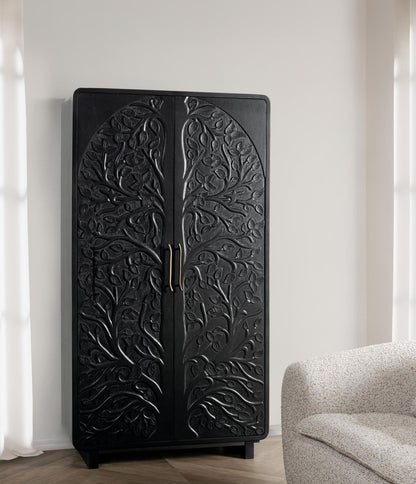 Black Mango Wood Tall Cabinet Albero Tall Cabinet Collection