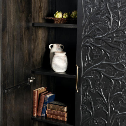 Black Mango Wood Tall Cabinet Albero Tall Cabinet Collection