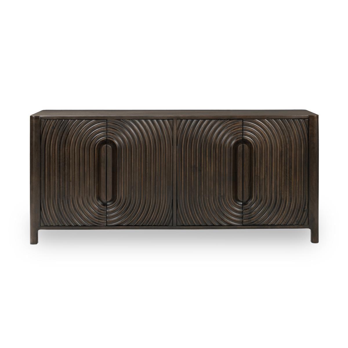 Dark Brown Mango Wood Buffets & Cabinet Colson Four-Door Cabinet Collection