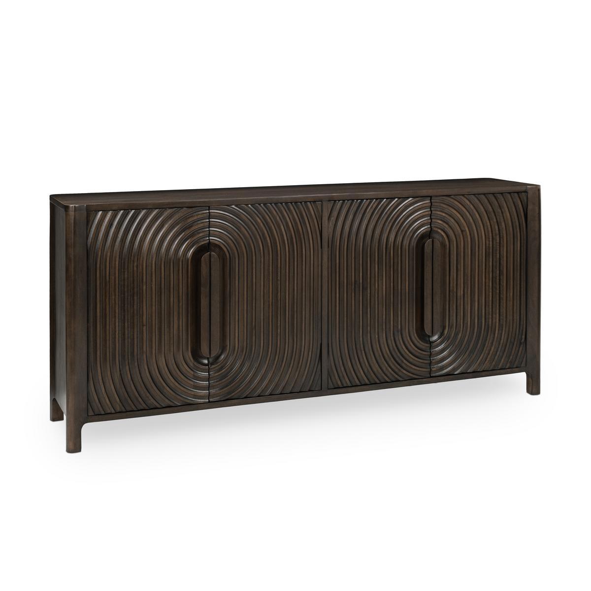 Dark Brown Mango Wood Buffets & Cabinet Colson Four-Door Cabinet Collection