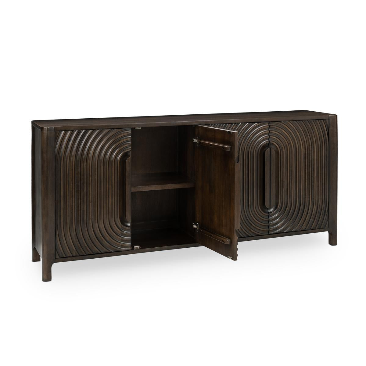 Dark Brown Mango Wood Buffets & Cabinet Colson Four-Door Cabinet Collection