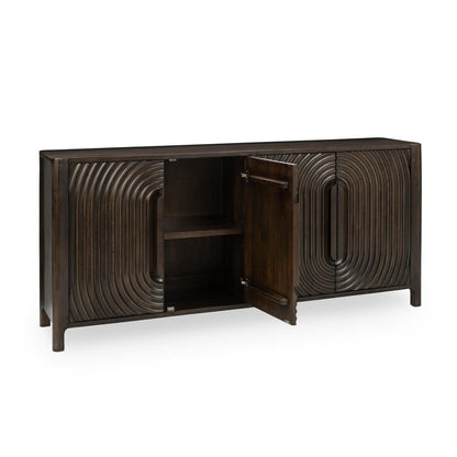 Dark Brown Mango Wood Buffets & Cabinet Colson Four-Door Cabinet Collection