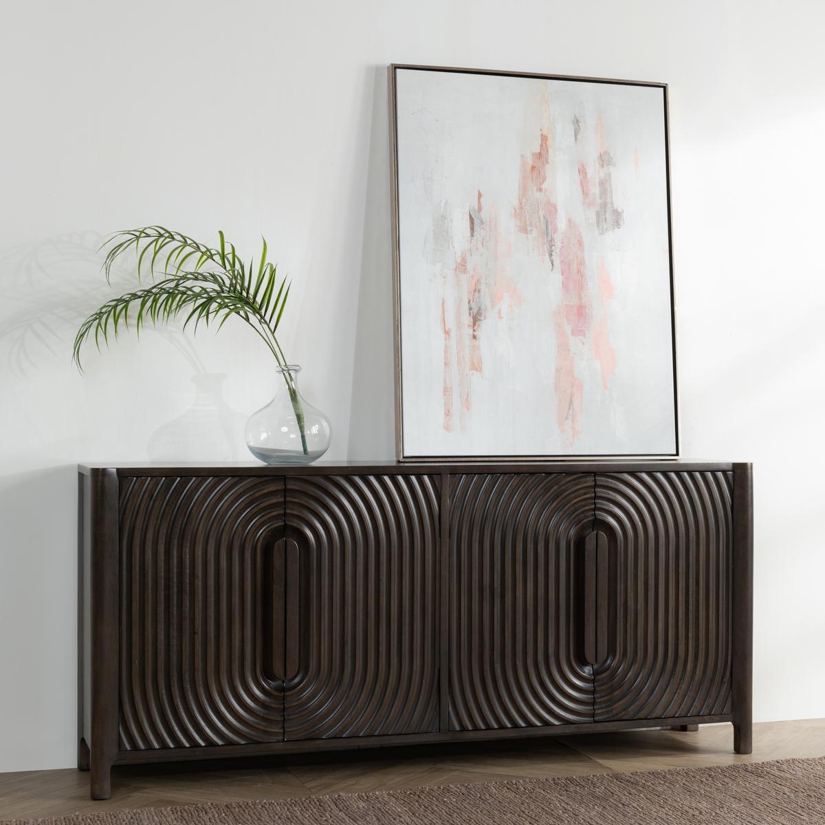 Dark Brown Mango Wood Buffets & Cabinet Colson Four-Door Cabinet Collection