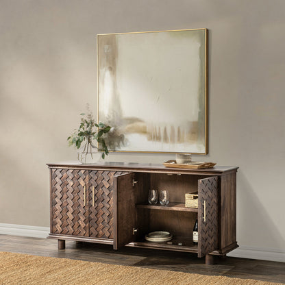 Kona Brown Mango Wood Buffets & Cabinet Shira Four-Door Buffet Collection