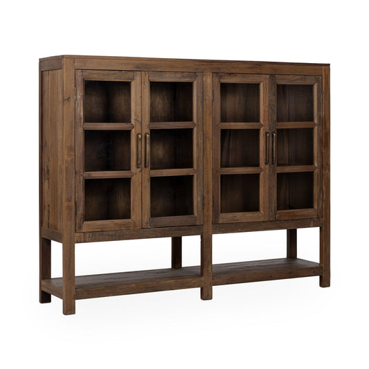 Natural Reclaimed Wood Display Cabinet Kharga Four-Door Display Cabinet Collection