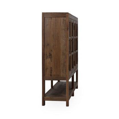 Natural Reclaimed Wood Display Cabinet Kharga Four-Door Display Cabinet Collection
