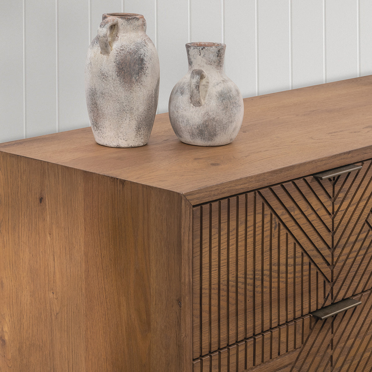 Caramel Brown Oak Veneer Dresser Santa Clara Six-Drawer Dresser Collection