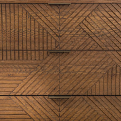 Caramel Brown Oak Veneer Dresser Santa Clara Six-Drawer Dresser Collection