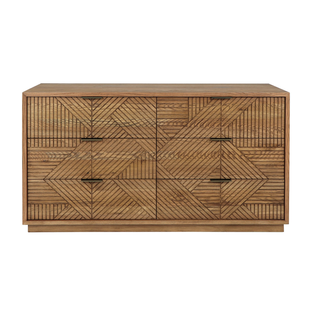 Caramel Brown Oak Veneer Dresser Santa Clara Six-Drawer Dresser Collection