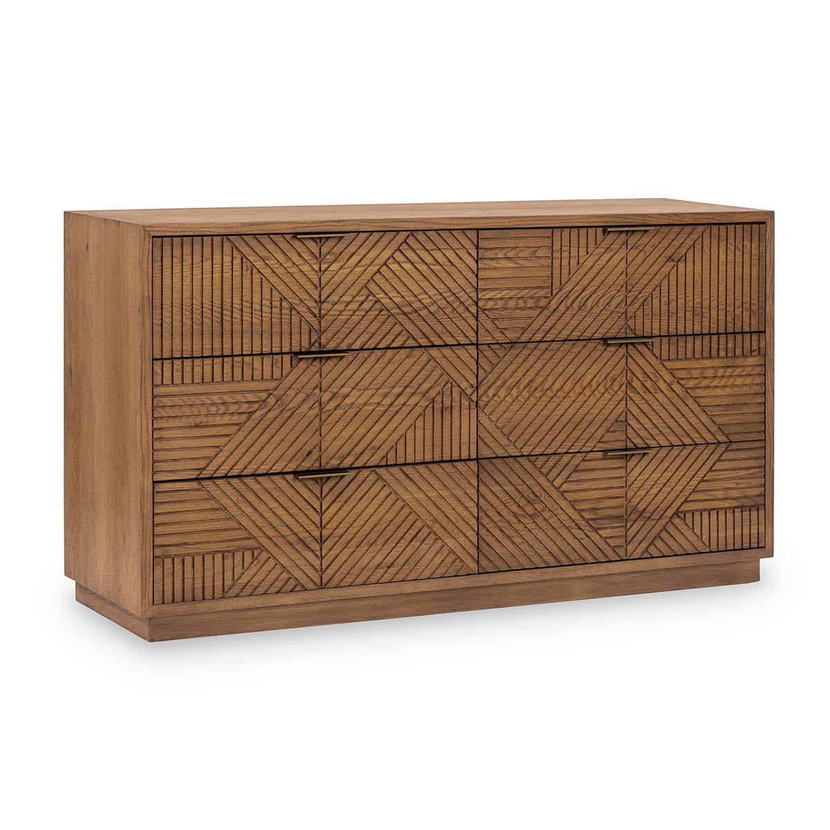 Caramel Brown Oak Veneer Dresser Santa Clara Six-Drawer Dresser Collection