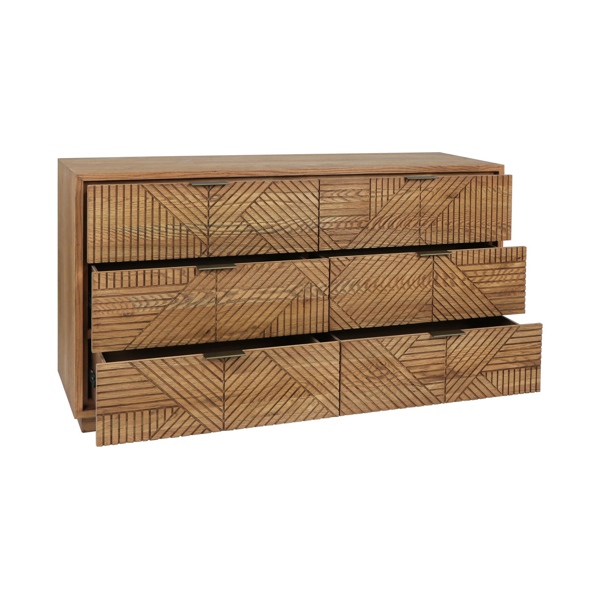 Caramel Brown Oak Veneer Dresser Santa Clara Six-Drawer Dresser Collection