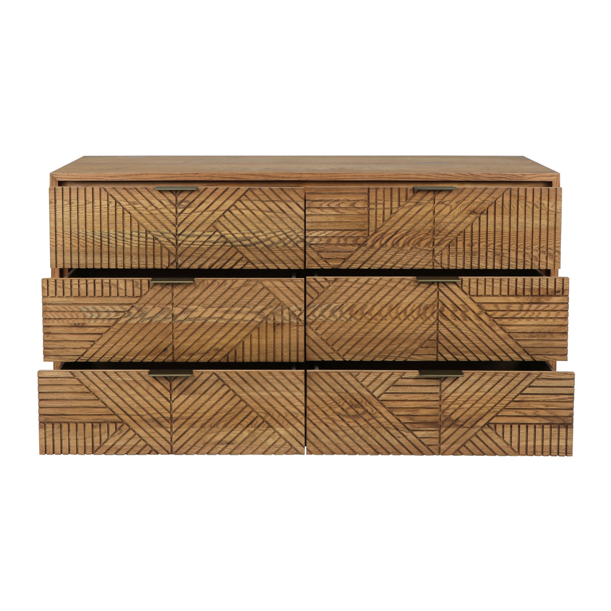Caramel Brown Oak Veneer Dresser Santa Clara Six-Drawer Dresser Collection