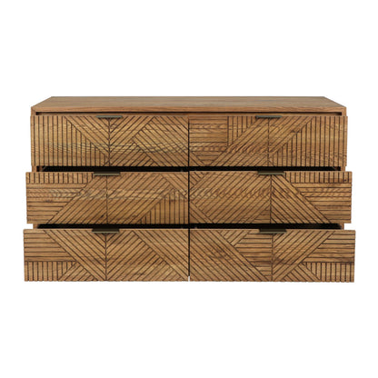 Caramel Brown Oak Veneer Dresser Santa Clara Six-Drawer Dresser Collection