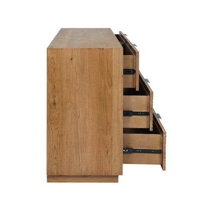 Caramel Brown Oak Veneer Dresser Santa Clara Six-Drawer Dresser Collection