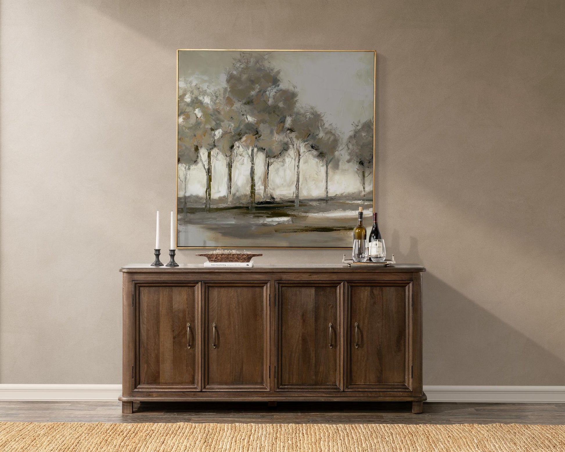 Cocoa Brown Mango Wood Buffets & Cabinet Brookside Four-Door Cabinet Collection