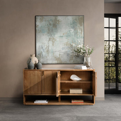 Natural Maple Mango Wood Buffets & Cabinet Laguna Four-Door Buffet Collection