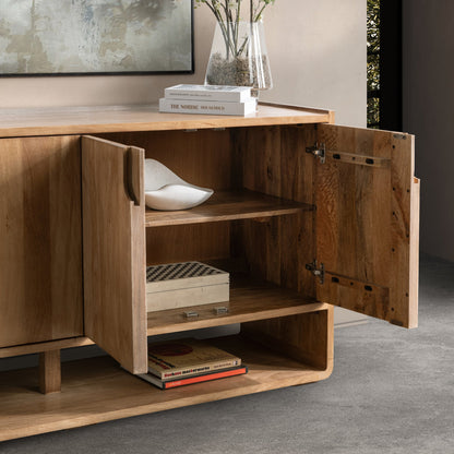 Natural Maple Mango Wood Buffets & Cabinet Laguna Four-Door Buffet Collection