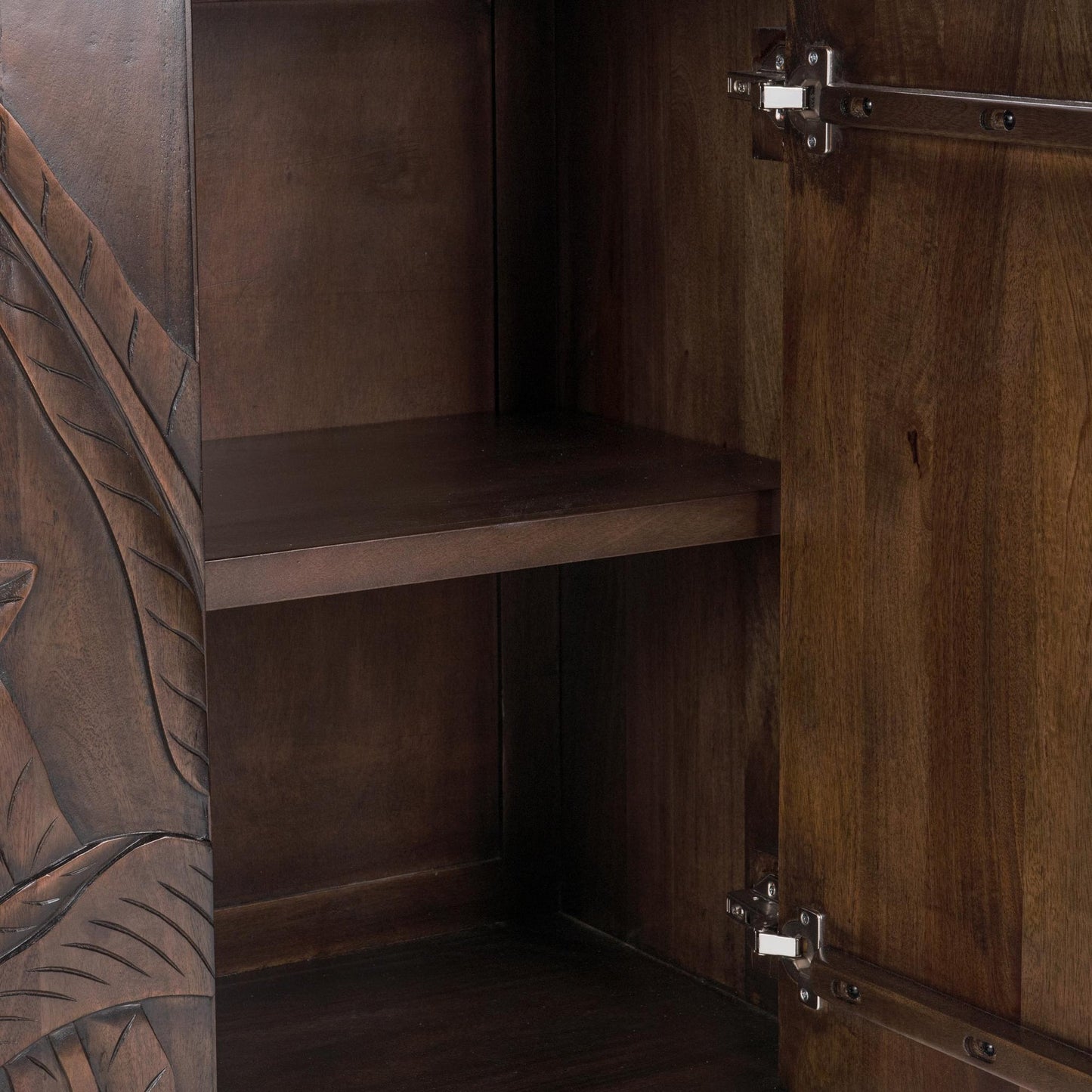 Dark Brown Mango Wood Buffets & Cabinet Ledro Two-Door Cabinet Collection