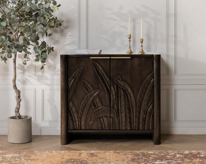 Dark Brown Mango Wood Buffets & Cabinet Ledro Two-Door Cabinet Collection