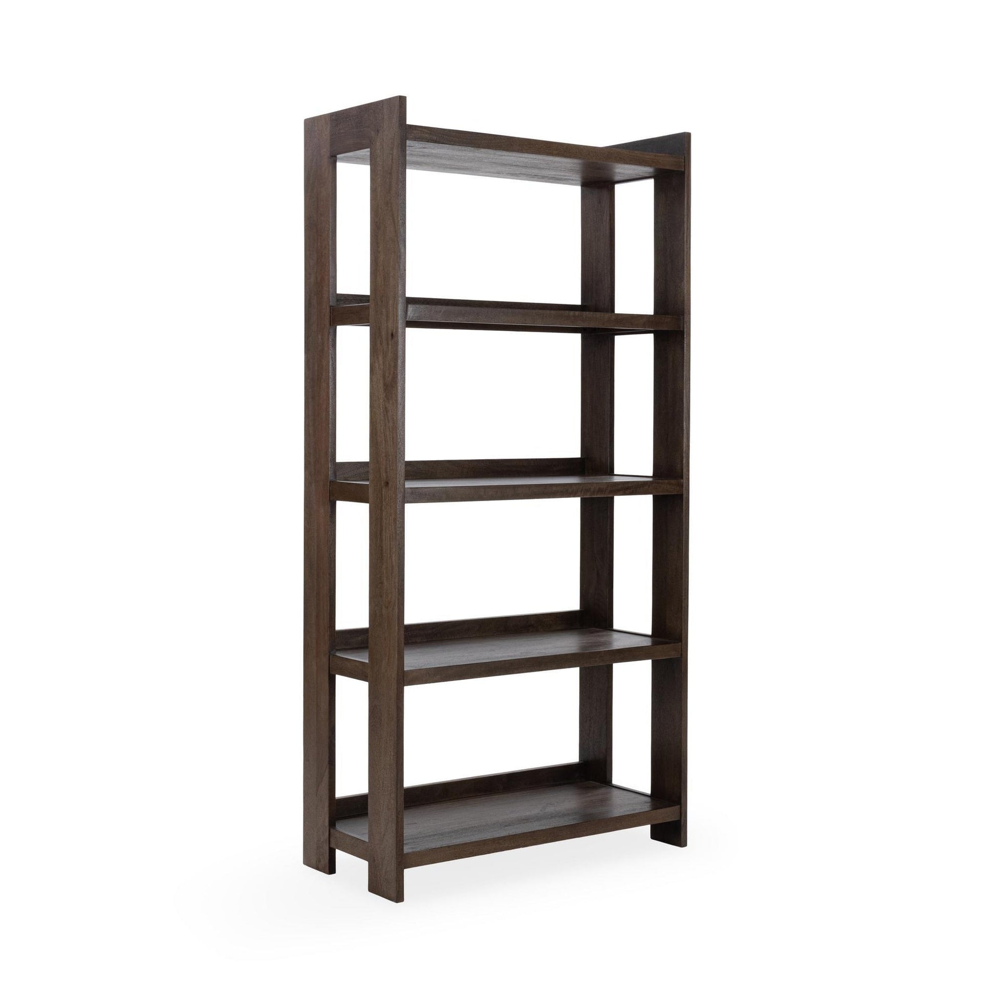 Cocoa Brown Mango Wood Bookcase Marine Bookshelf Collection