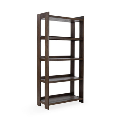 Cocoa Brown Mango Wood Bookcase Marine Bookshelf Collection