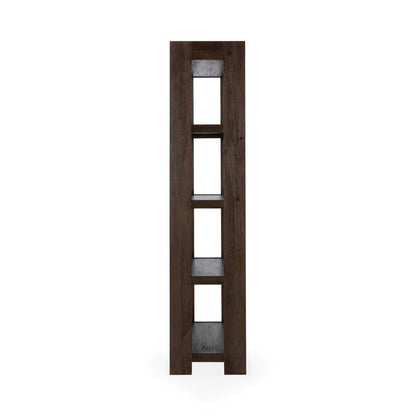 Cocoa Brown Mango Wood Bookcase Marine Bookshelf Collection