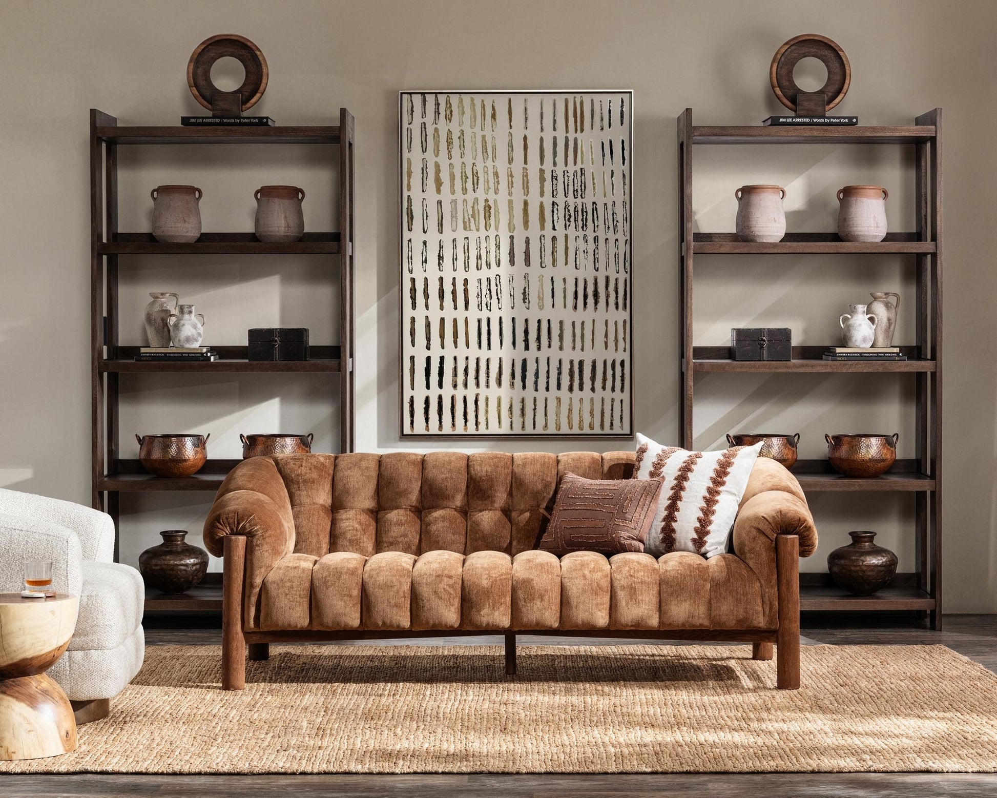 Cocoa Brown Mango Wood Bookcase Marine Bookshelf Collection