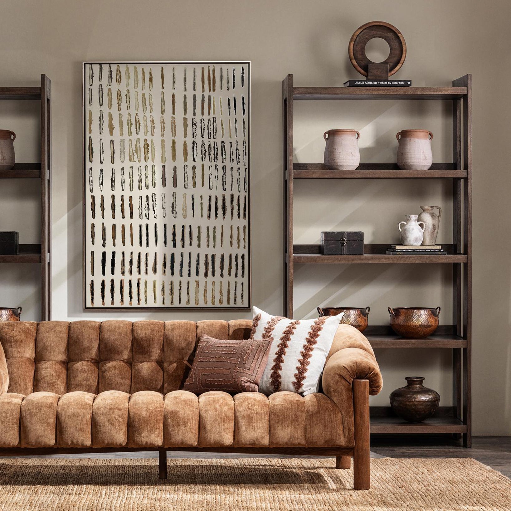 Cocoa Brown Mango Wood Bookcase Marine Bookshelf Collection