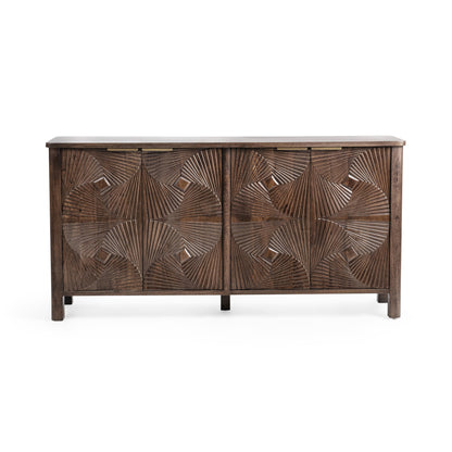 Kona Brown Mango Wood Buffets & Cabinet Lina Four-Door Cabinet Collection