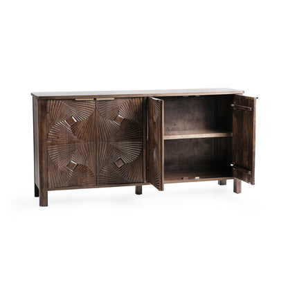 Kona Brown Mango Wood Buffets & Cabinet Lina Four-Door Cabinet Collection