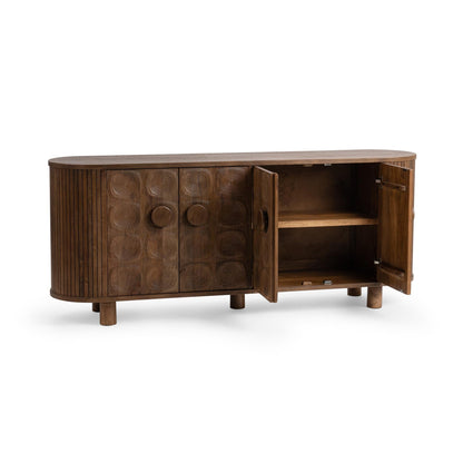 Artisan Brown Mango Wood Buffets & Cabinet Lyle Four-Door Cabinet Collection