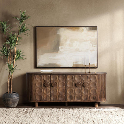 Artisan Brown Mango Wood Buffets & Cabinet Lyle Four-Door Cabinet Collection