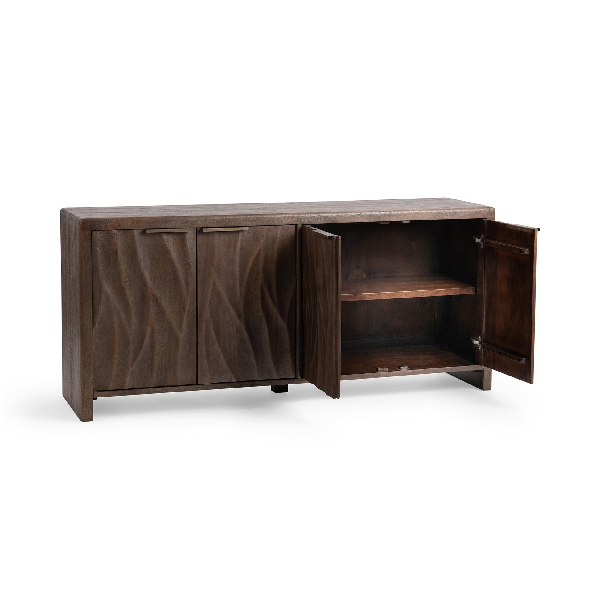 Tundra Brown Mango Wood Buffets & Cabinet Braxton Four-Door Cabinet Collection