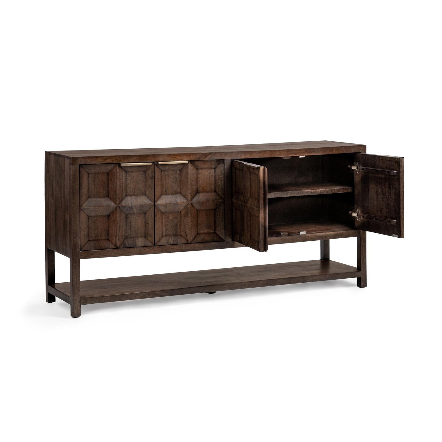 Tundra Brown Mango Wood Buffets & Cabinet Costa Four-Door Cabinet Collection