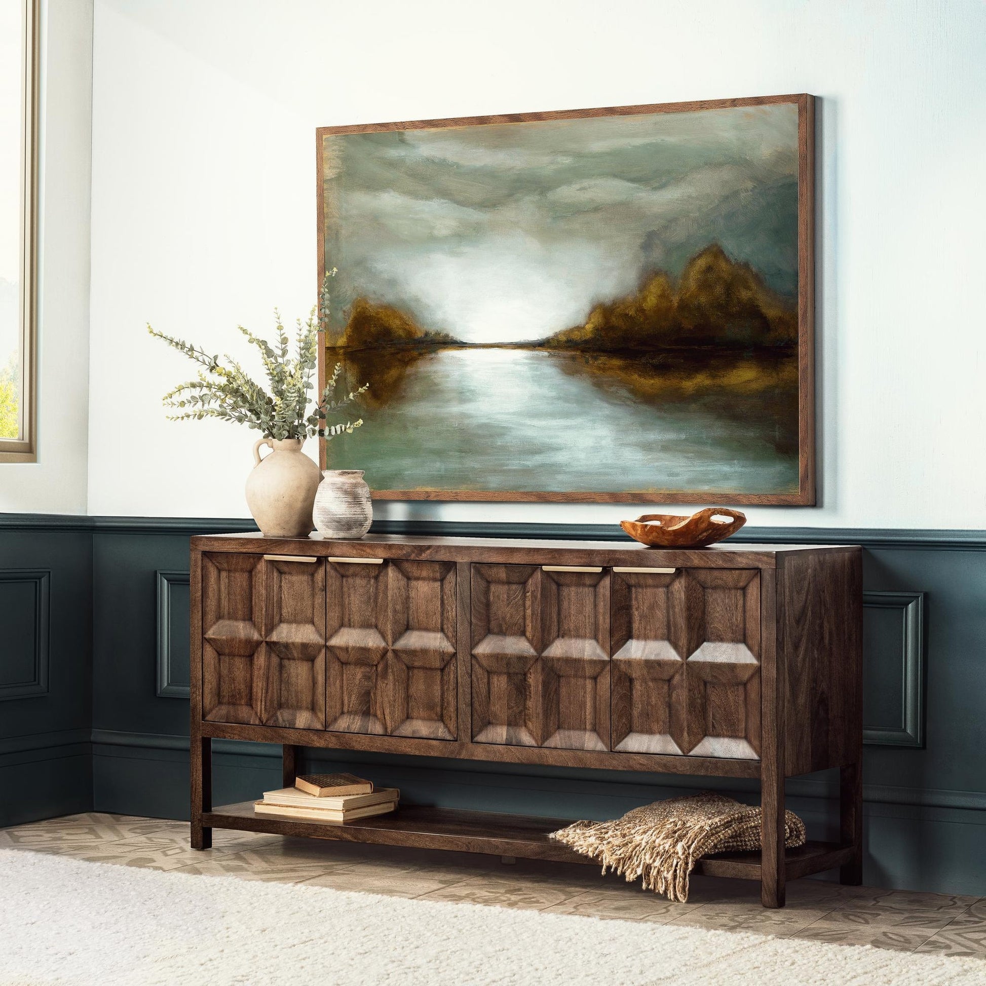 Tundra Brown Mango Wood Buffets & Cabinet Costa Four-Door Cabinet Collection