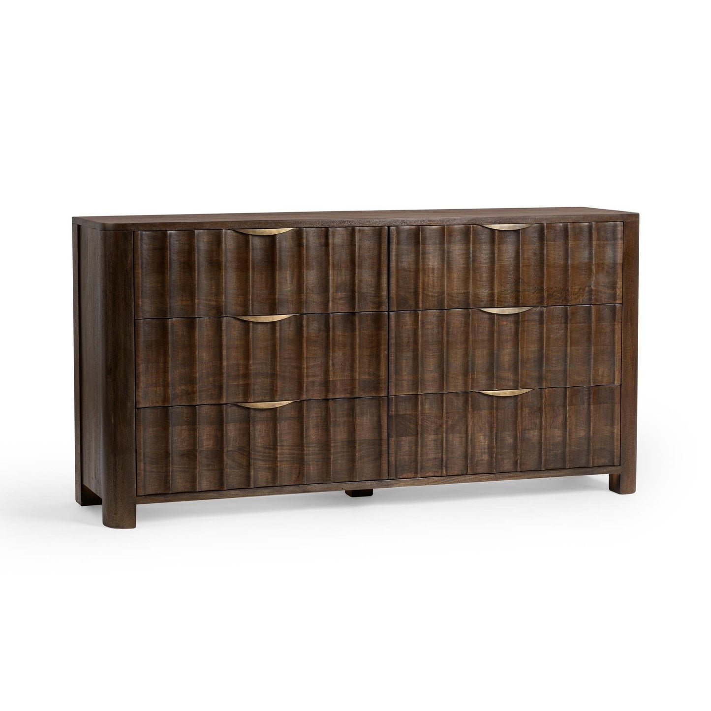 Cocoa Brown Mango Wood Dresser Baylee Six-Drawer Dresser Collection