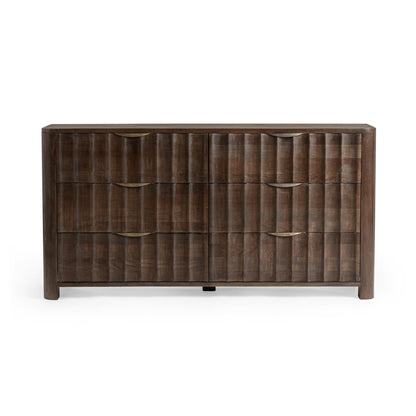 Cocoa Brown Mango Wood Dresser Baylee Six-Drawer Dresser Collection