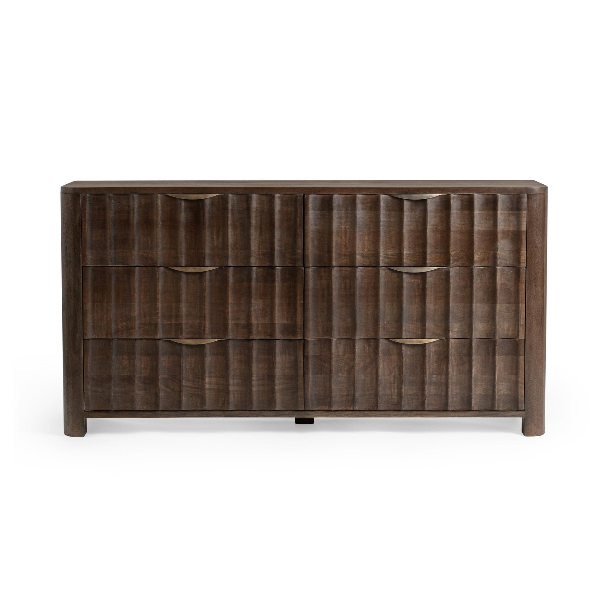 Cocoa Brown Mango Wood Dresser Baylee Six-Drawer Dresser Collection