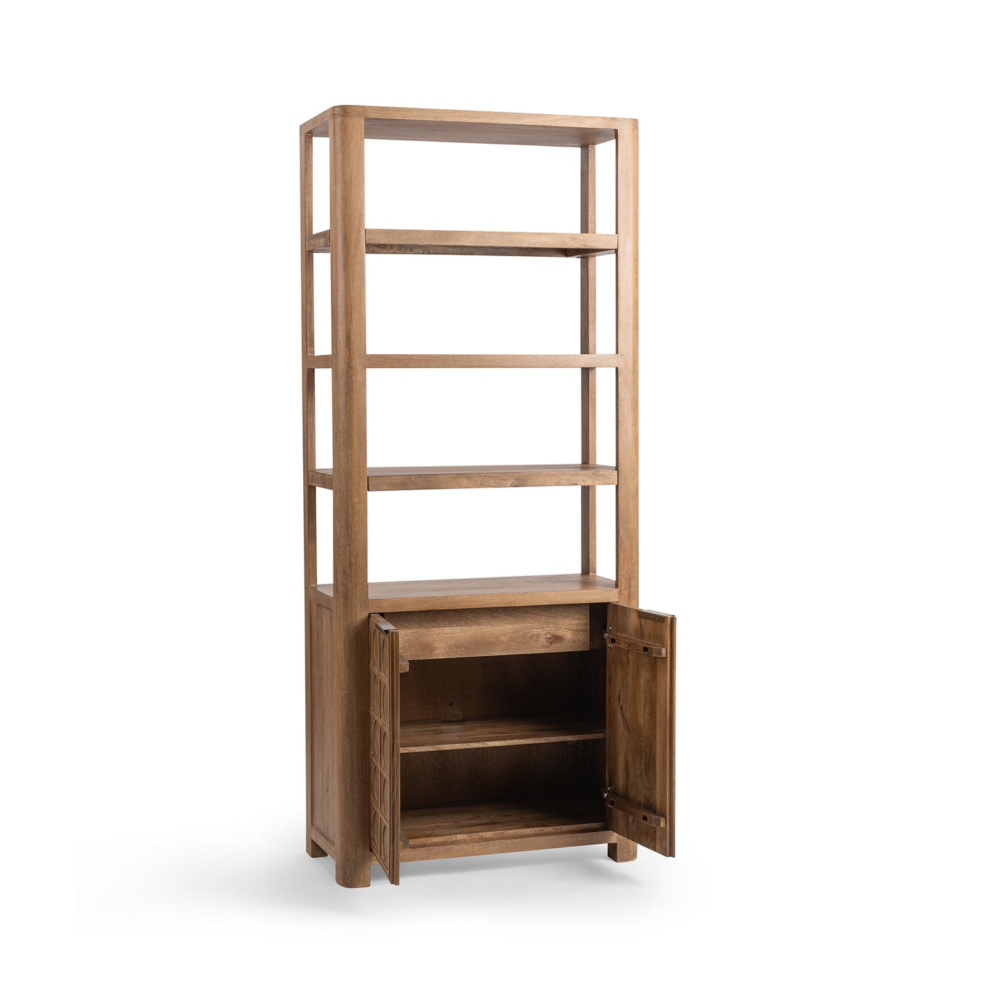 Sandy Taupe Mango Wood Bookcase Cleveland Bookcase Collection